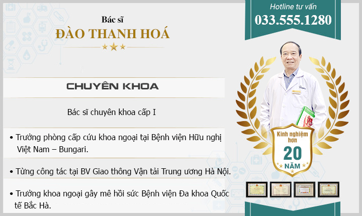 Bác sĩ chuyên khoa cấp I Đào Thanh Hóa - Nguyên trưởng phòng cấp cứu khoa ngoại Bệnh viện Hữu nghị Việt Nam – Bungari
